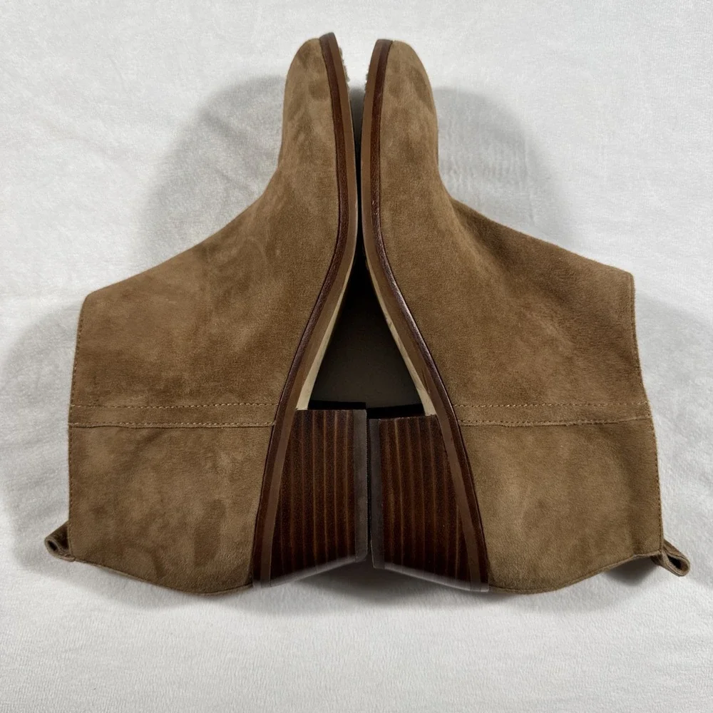 J Crew Size 8.5 Boots Booties Sawyer Suede Leather Brown Ankle‎ Block Heel C9868